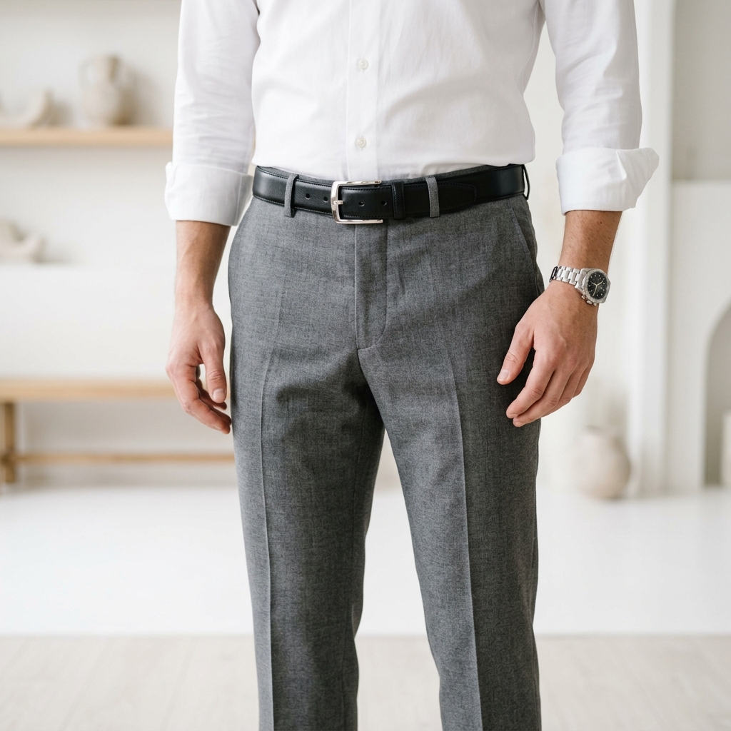 Classic Black Leather Belt - View