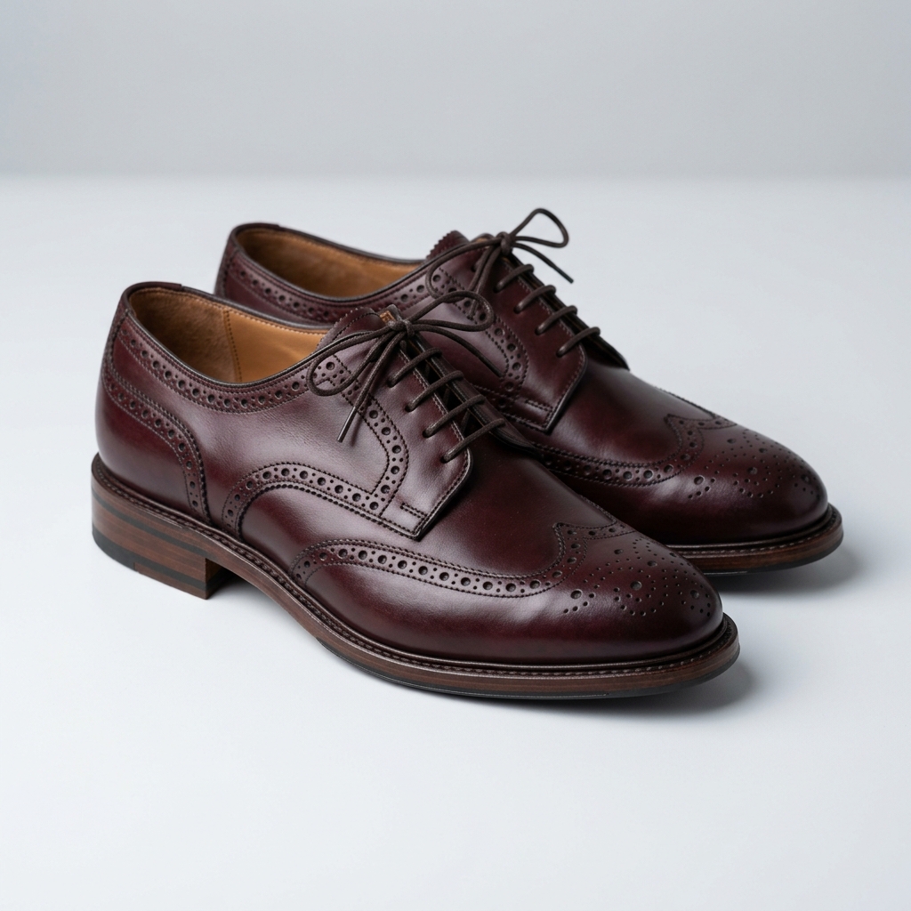 Derby Brogue Shoes - Burgundy